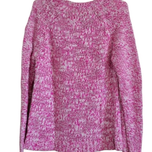 Aeropostale Hot Pink Cream Speckled Wool Chunky Knit V-Neck Sweater Large NWT - Picture 6 of 10